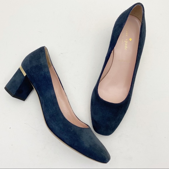 kate spade Shoes - KATE SPADE Delores Too Kid Suede Block Heel Pumps